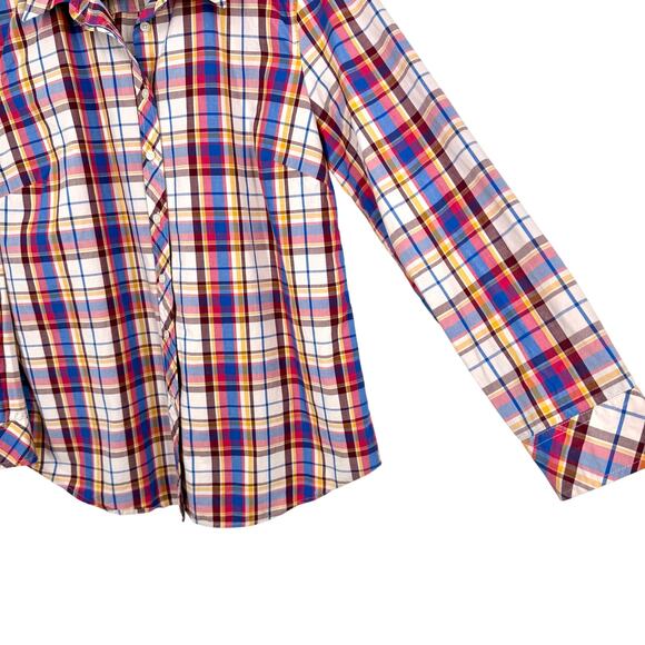 Talbots Medium Plaid Long Sleeve Button Up Blouse Shirt Top Formal Cozy Artsy - Picture 6 of 8